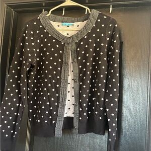 Alice + Olivia Black and White Polka Dot Cardigan